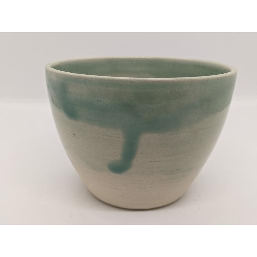 Sea green stoneware bowl by Louise Tomlins (small), bespoke filled with hand poured candle (2)