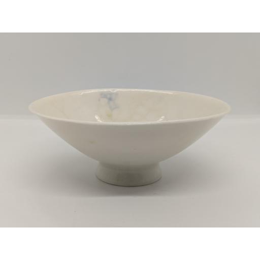 Conical footed bubble crackle glaze porcelain bowl, in ochre by Anne Richards, bespoke filled with hand poured candle