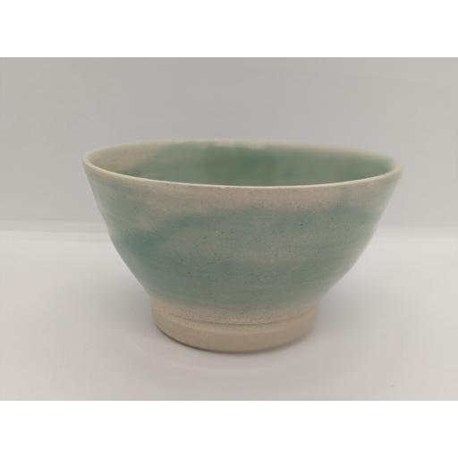 Sea green stoneware bowl by Louise Tomlins (small), bespoke filled with hand poured candle