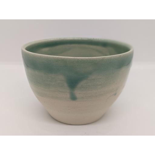 Sea green stoneware bowl by Louise Tomlins (small), bespoke filled with hand poured candle (3)