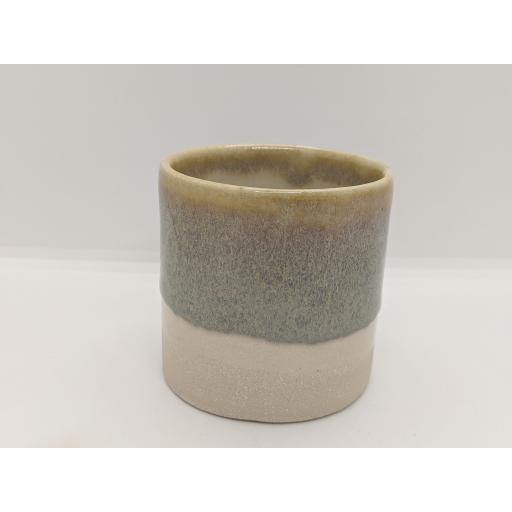 Mixed glaze stoneware cylinder by Louise Tomlins (1), bespoke filled with hand poured candle