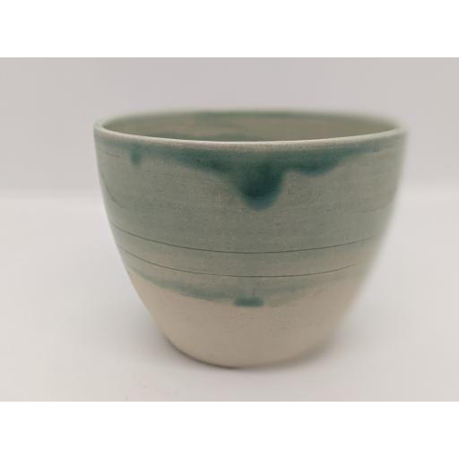 Sea green stoneware bowl by Louise Tomlins (small), bespoke filled with hand poured candle (4)