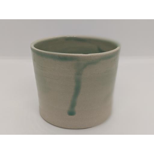 Sea green stoneware cylinder by Louise Tomlins, bespoke filled with hand poured candle