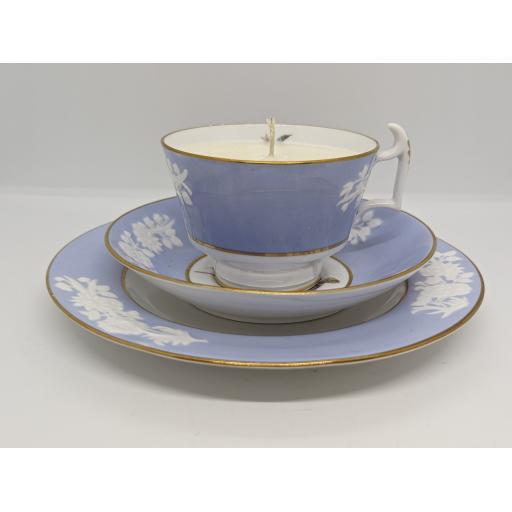 Spode 'Maritime Rose blue' tea trio c 1950