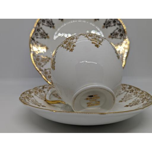 Vintage gold lace tea trio c 1952