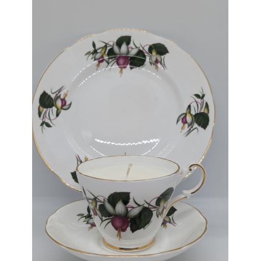 Regency China Ltd  'Fuchsia' tea trio c 1955